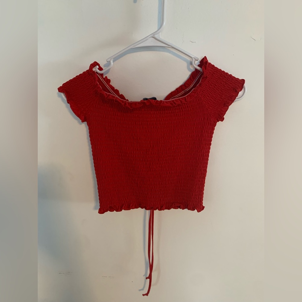 Red off shoulder top
